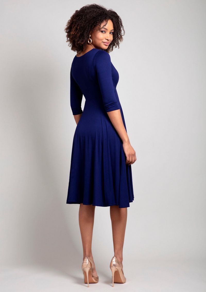 Women's Annie V-Neck 3/4 Sleeve Midi Dress