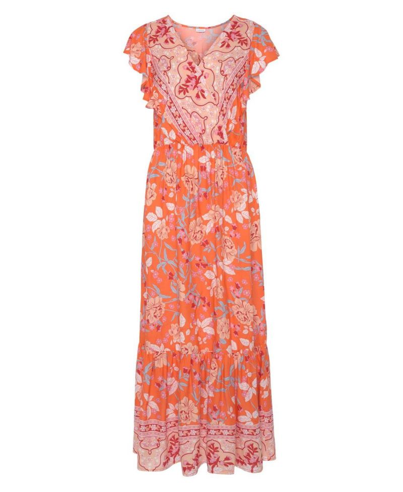 Women's Viscose Floral Print Surplice-Neck Maxi Dress