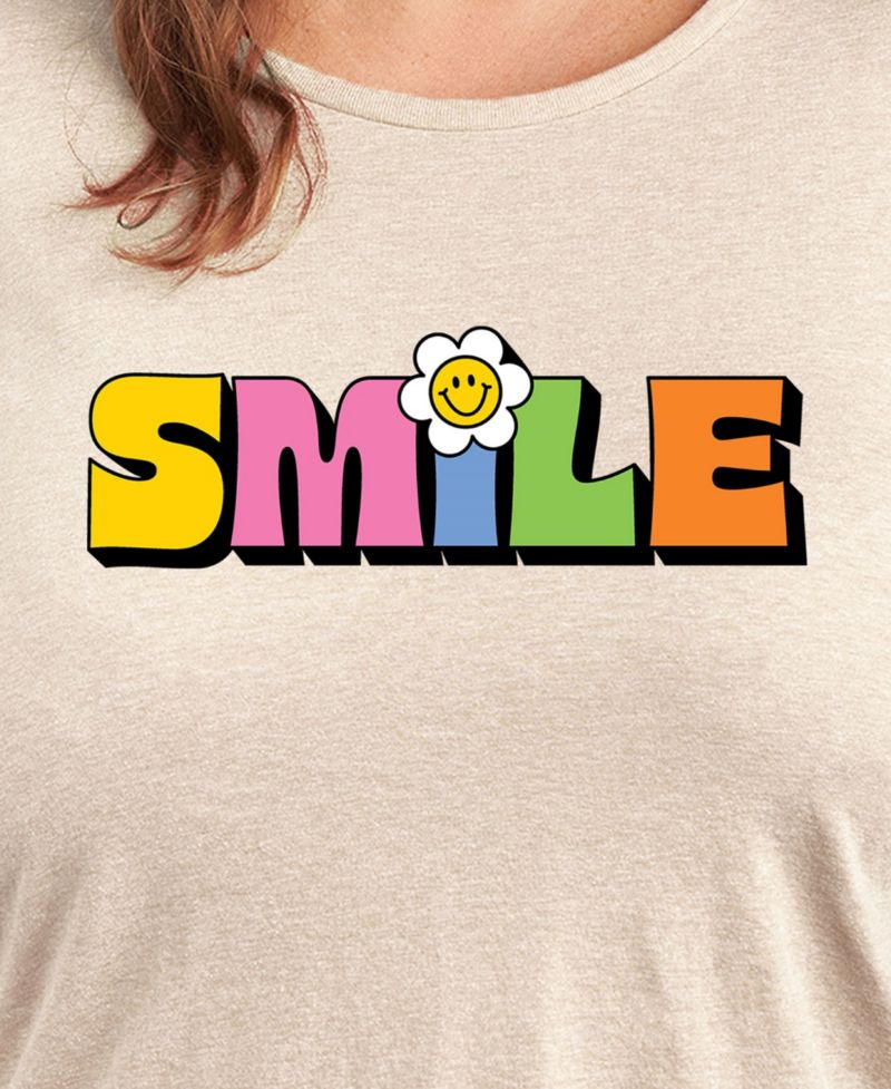 Trendy Plus Size Smile Size Graphic Crew Neck T-Shirt