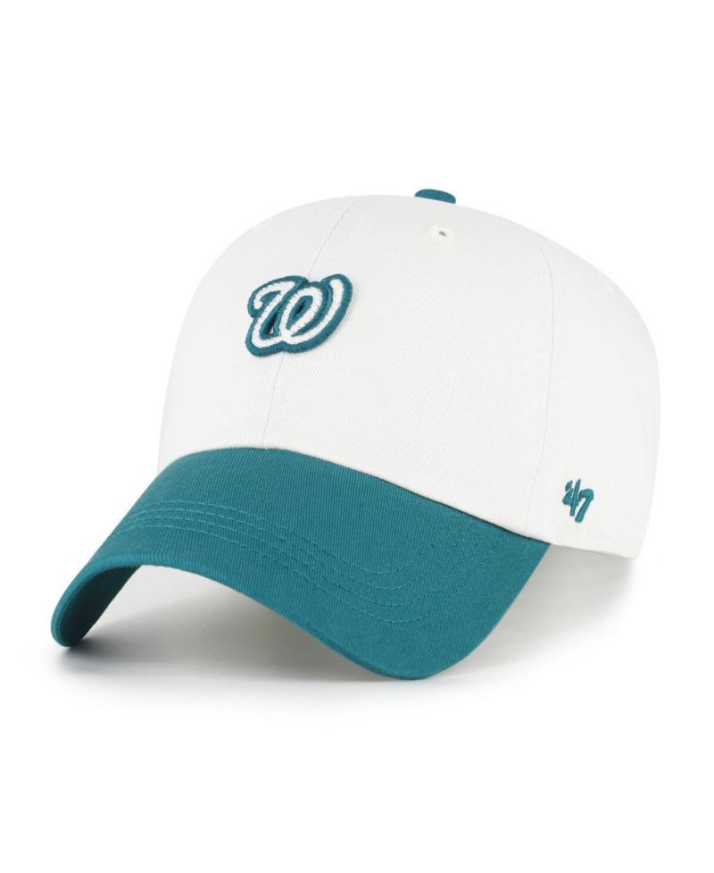 Men's White/Teal Washington Nationals Contemporary Tonal Clean Up Adjustable Hat