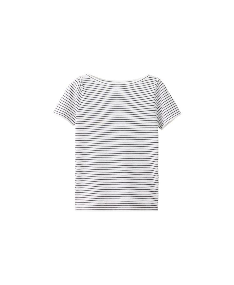 Women's Short-Sleeve Boat Neck Fine-Knit Sweater