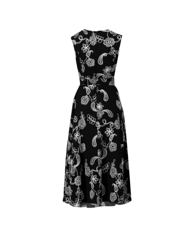 Women's Embroidered Belted Midi Dress