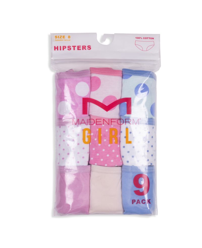Little & Big Girls Big and Little Dots Hipster Underwear, Pack of 9