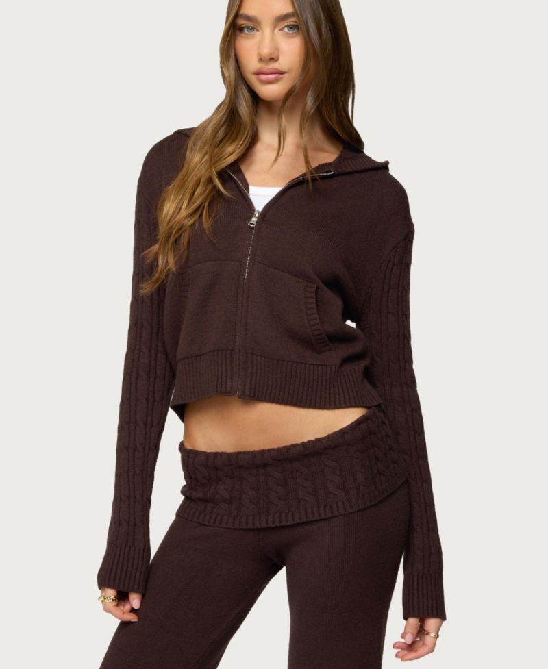 Women's Lula Cable Knit Zip Up Hoodie