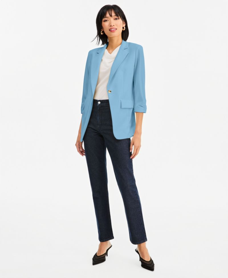 Women's 3/4-Sleeve Single-Button Blazer