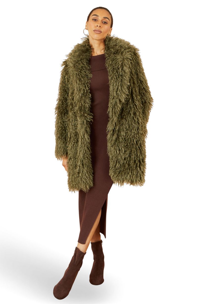 Women's Luxe Long Hair Faux Fur Coat