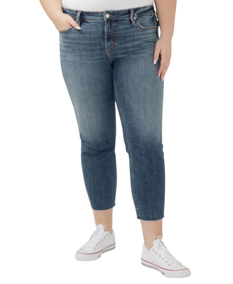 Plus Size Elyse Mid Rise Comfort Fit Ankle Straight Jeans