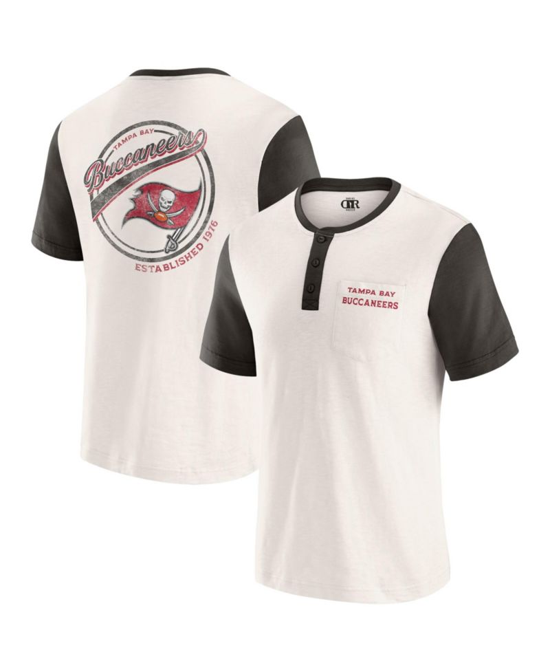 Men's Darius Rucker Collection by Cream Tampa Bay Buccaneers Henley Color Block Slub Pocket T-Shirt