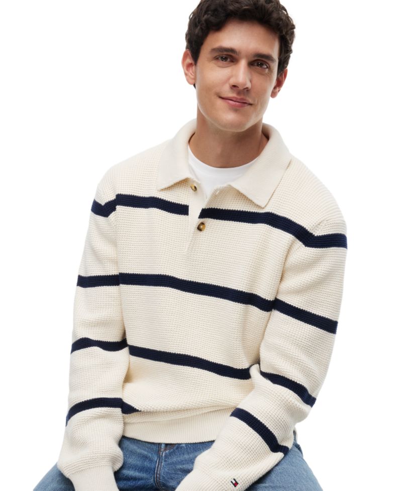 Men's Waffle Structure Rugby Sweater