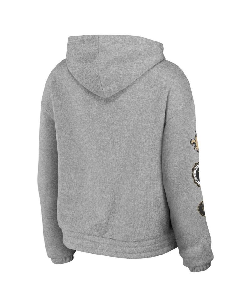Women's Heather Gray New Orleans Saints Full-Zip Hoodie