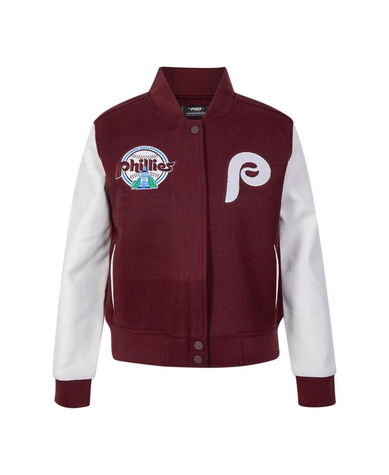 Women's Burgundy Philadelphia Phillies Game Day Classics Wool Varsity Jacket