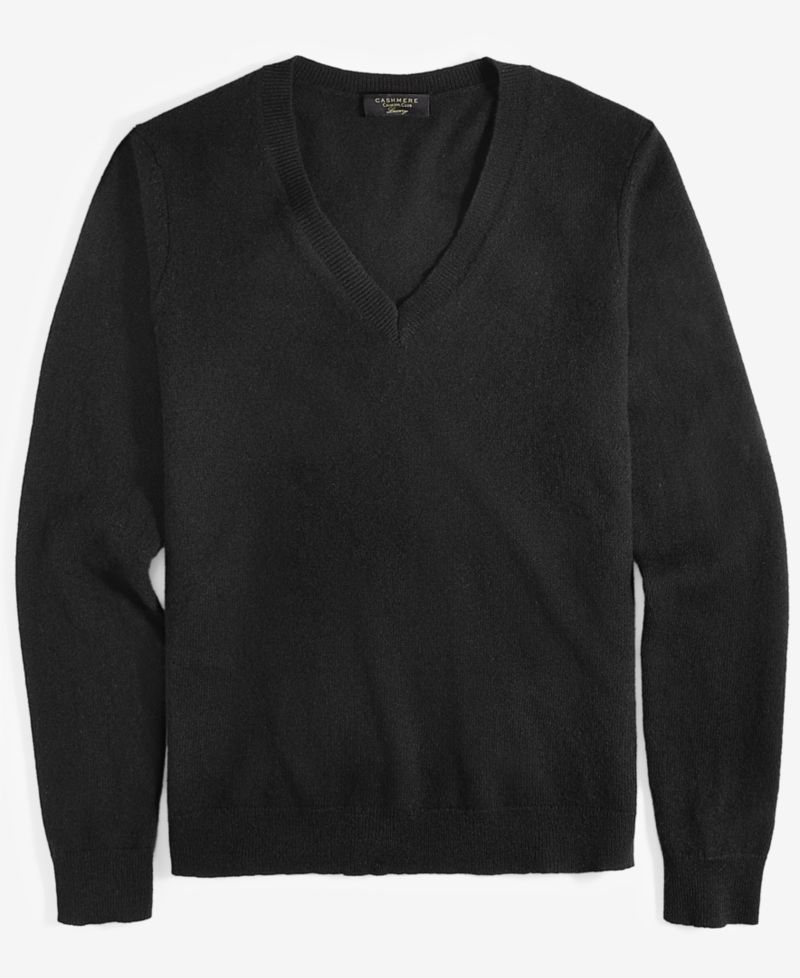 100% Cashmere Petite V-Neck Long-Sleeve Sweater
