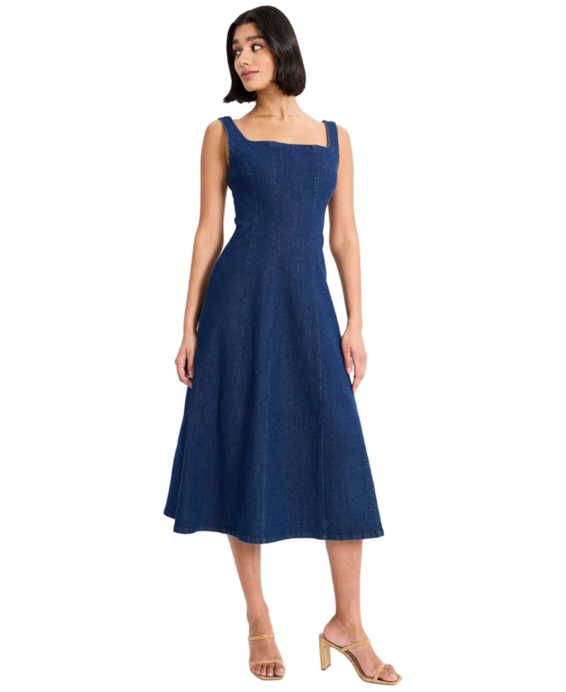 Women's Sleeveless Square Neck Midi Dress