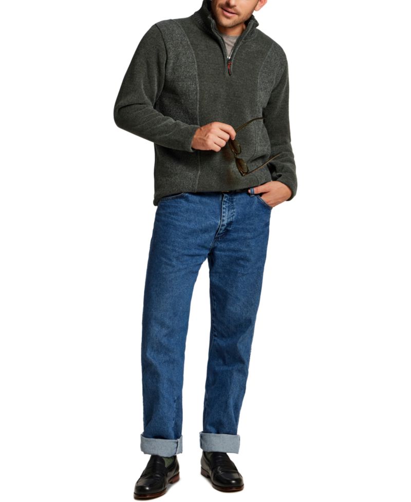 Men's Chenille Elastic Drawcord Quarter-Zip Sweater