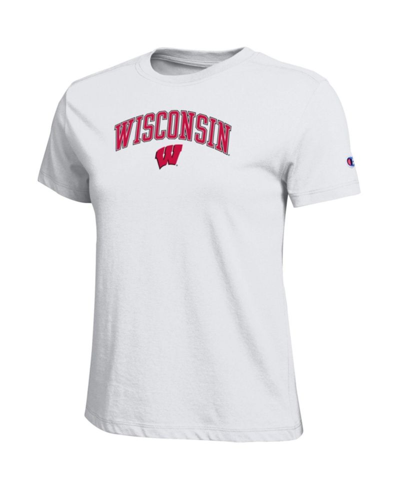Women's White Wisconsin Badgers Arched Over Logo T-Shirt