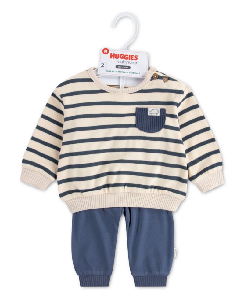 Baby Boys' Striped Long-Sleeve Top and Pants, 2-Piece Set