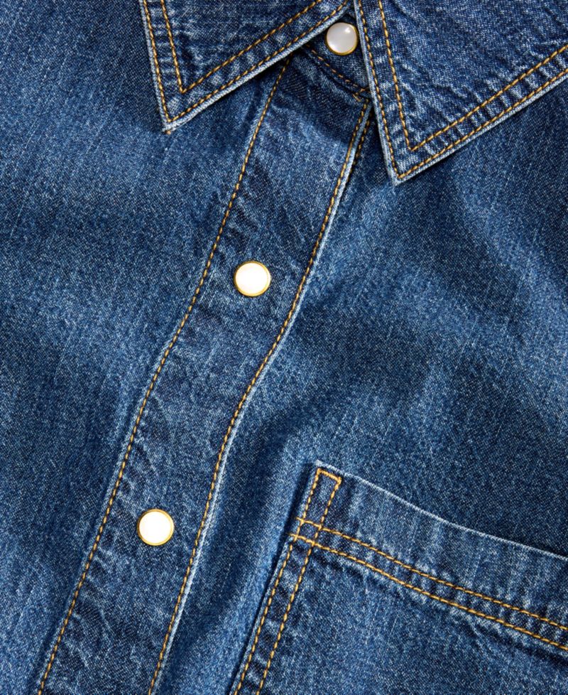 Women's Long Sleeve Cropped Denim Shirt