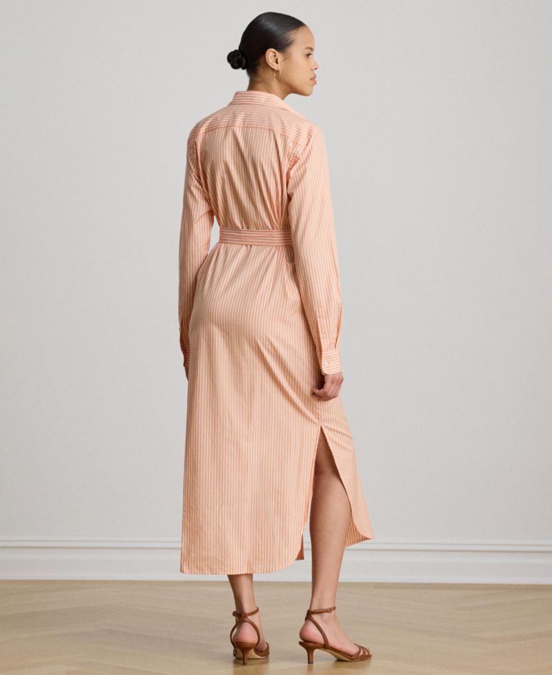 Women's Point Collar Striped End-On-End Shirt-Dress