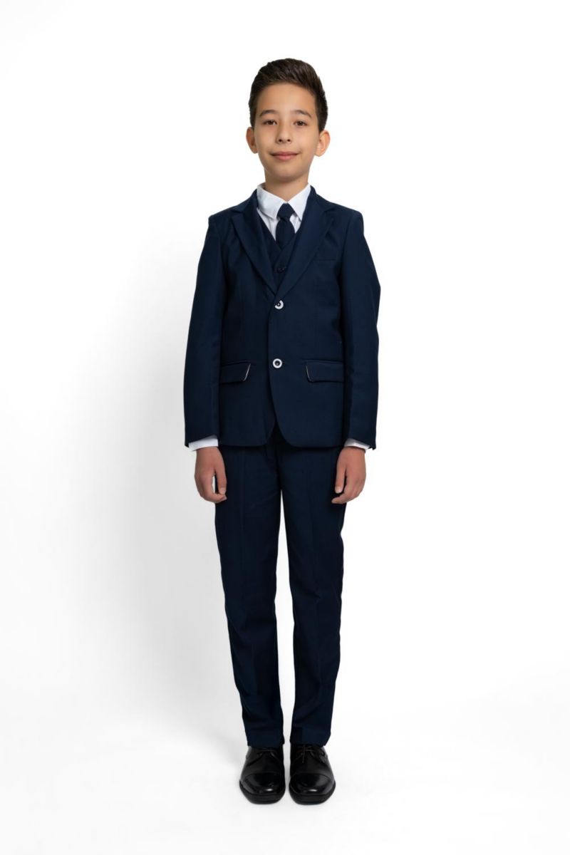 Комплект костюма Big Boys 007 Slim Fit из 5 предметов: рубашка, галстук, пиджак, жилет и брюки