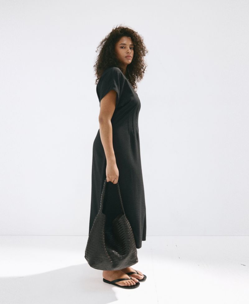 Women's V-Neck Ruched Midi Dress
