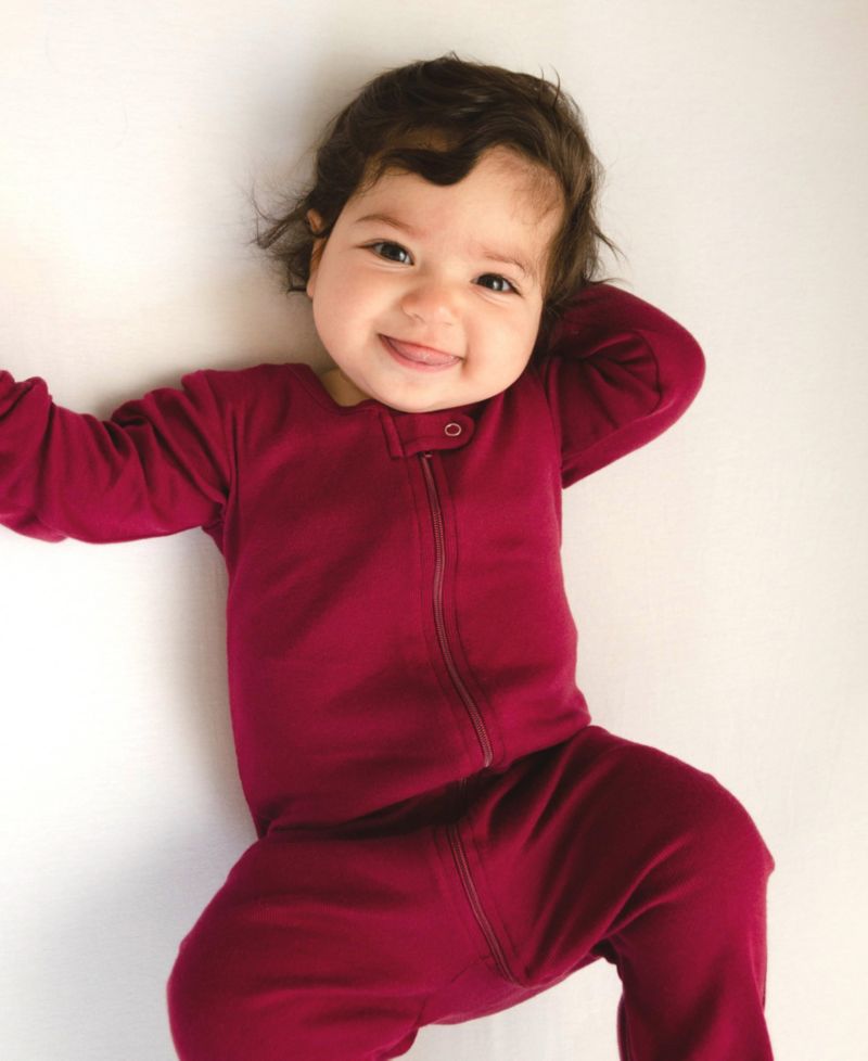 Toddler Matching Family One Piece Footed Cotton Long Sleeve Solid Color Pajamas 2T-5T
