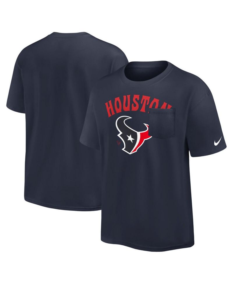 Men's Navy Houston Texans Rewind Heavy Max 90 Pocket T-Shirt