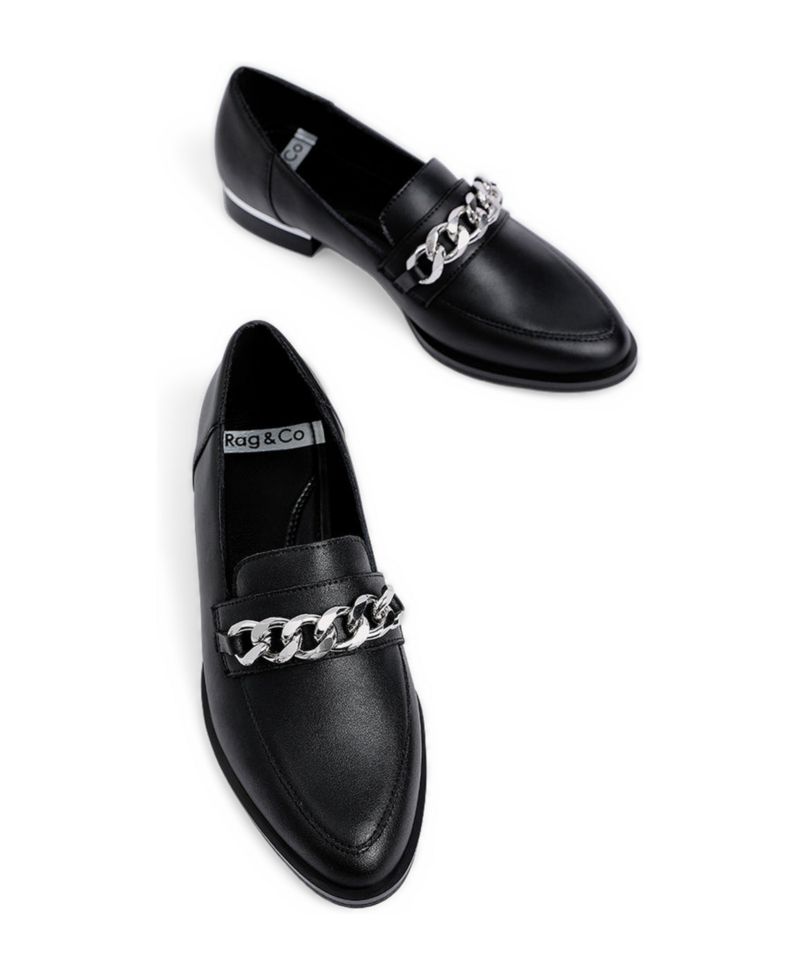 Rag and Co Womens Pola Leather Horsebit Loafers
