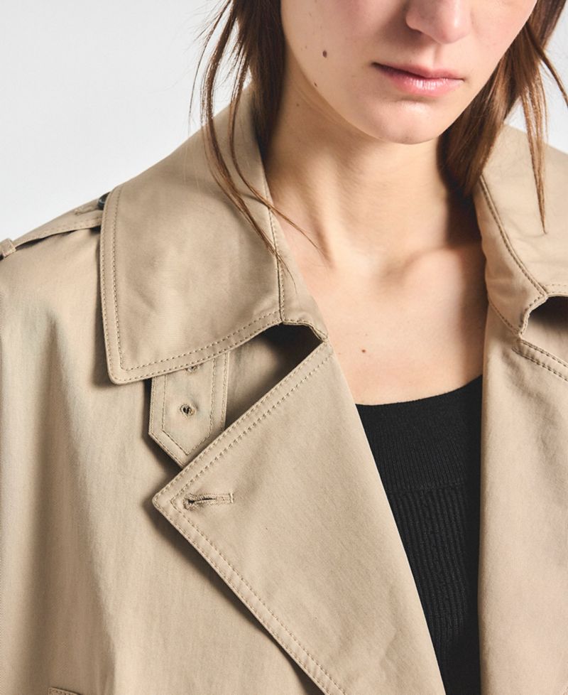 Women's Emilio Stretch Cotton Twill Cropped Trench Coat
