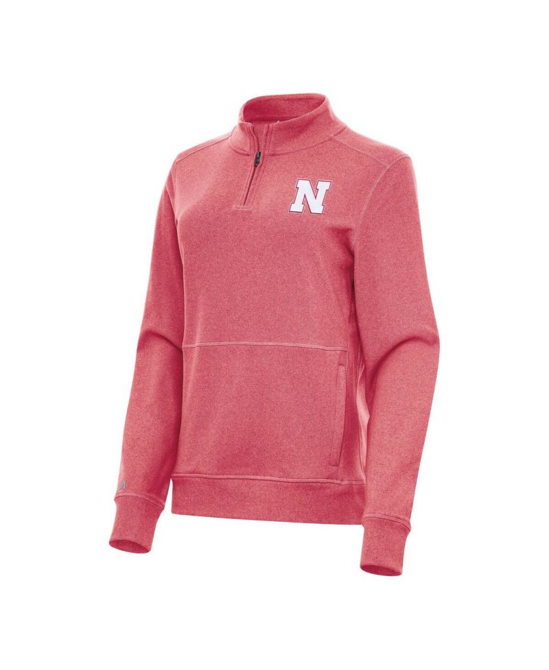 Women's Heather Red Nebraska Huskers Crush Quarter-Zip Fleece Sweatshirt