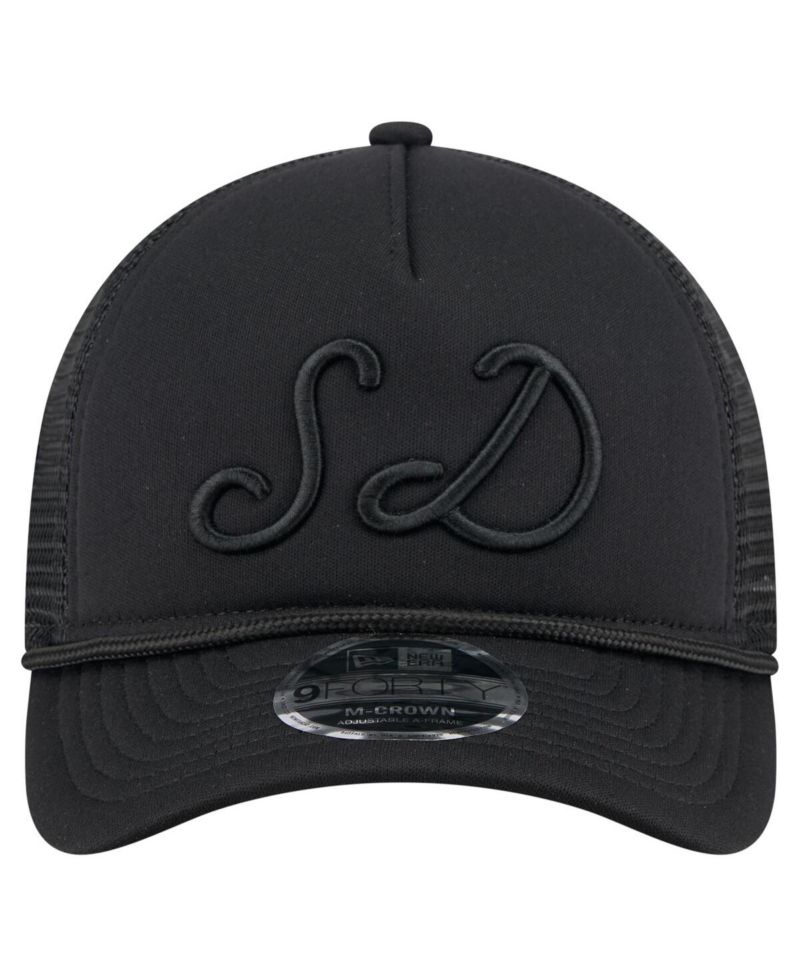 Men's Black San Diego Padres City Initial 9FORTY A-Frame M-Crown Adjustable Trucker Hat