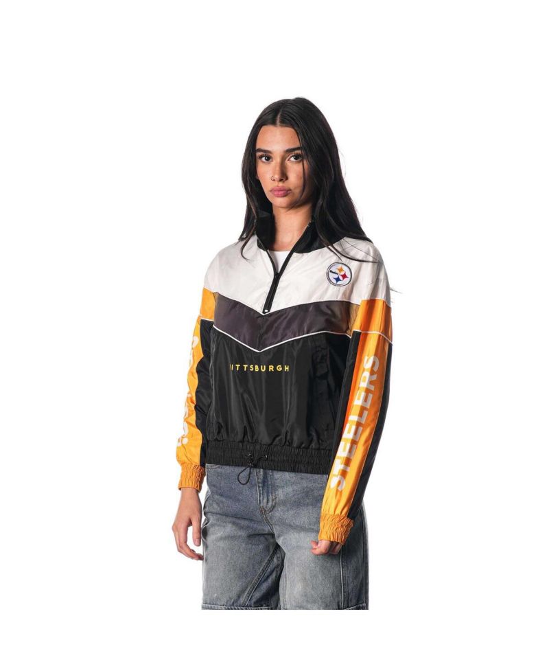 Women's Black Pittsburgh Steelers 1/4 Zip Track Sweatshirt