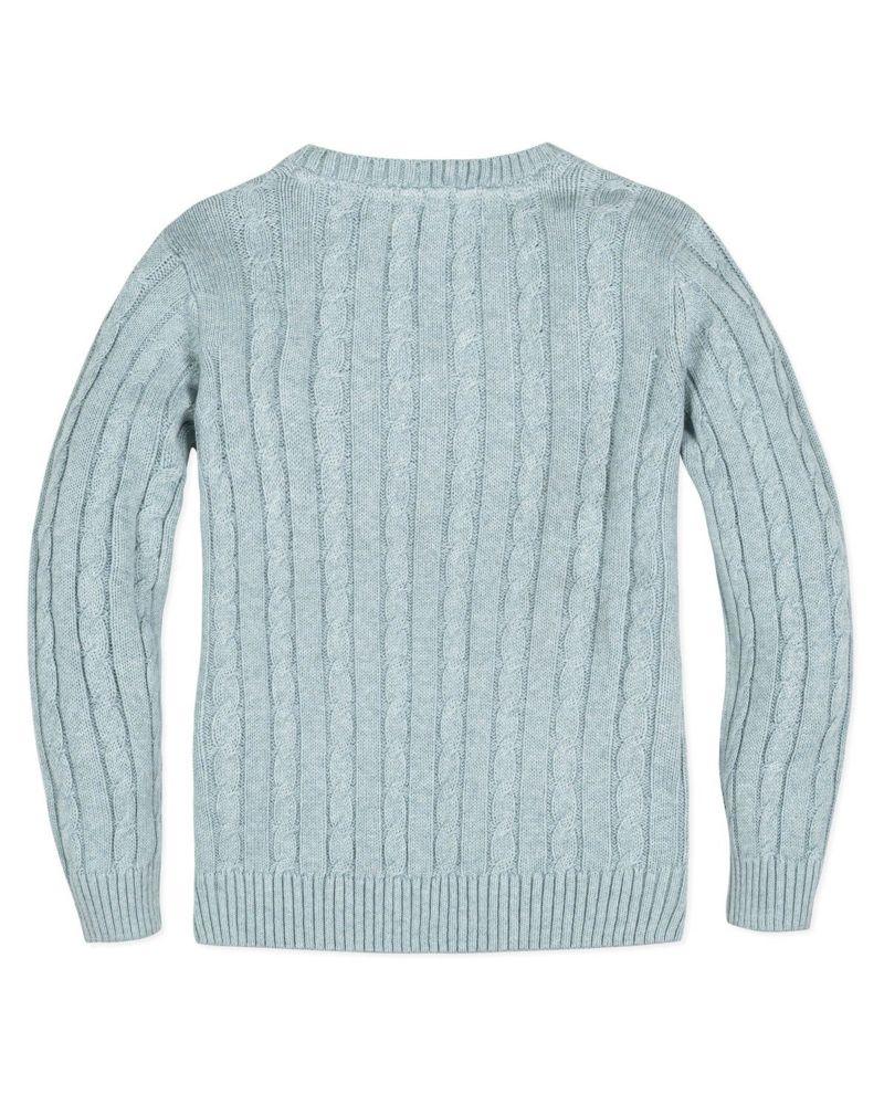 Hope and Henry Little and Big Boys' Organic Long Sleeve Fine Gauge Cable V-Neck Sweater