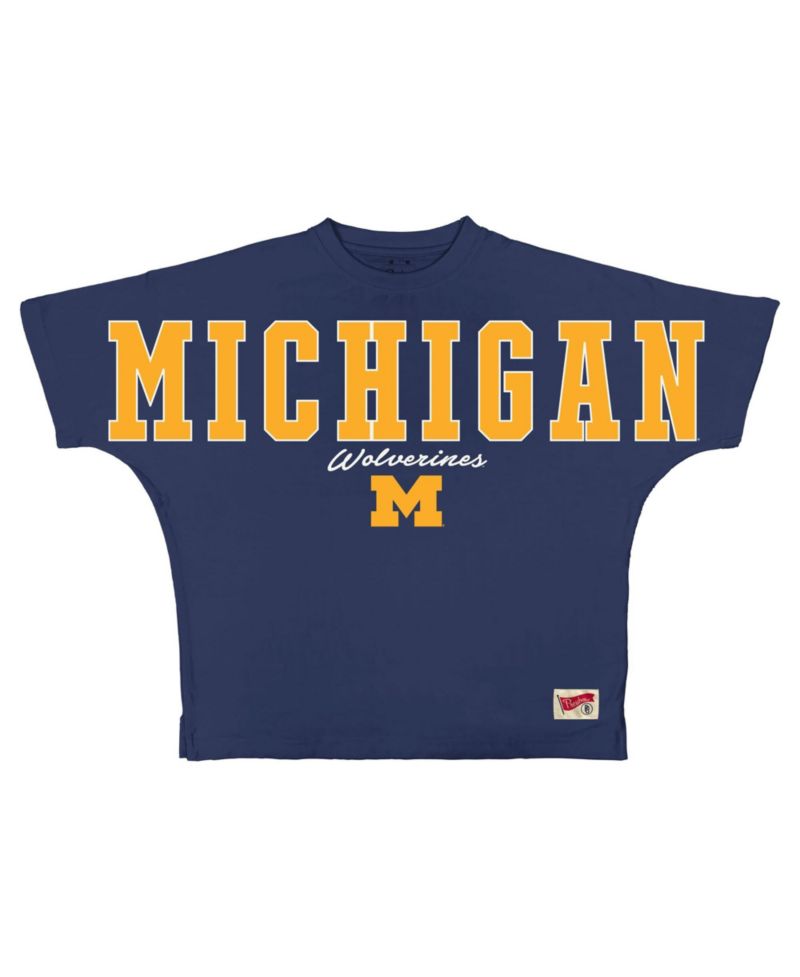 Women's Navy Michigan Wolverines Flannigan Oversized T-Shirt