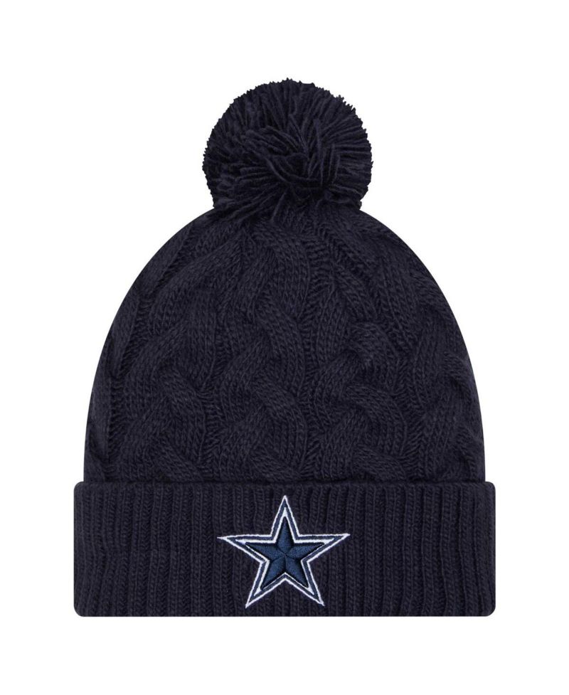 Women's Navy Dallas Cowboys Cable Knit Hat with Pom