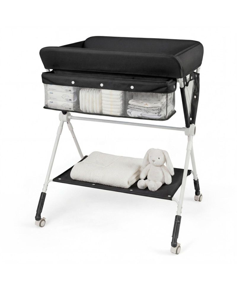 3-Level Adjustable Portable Baby Changing Table with Wheels