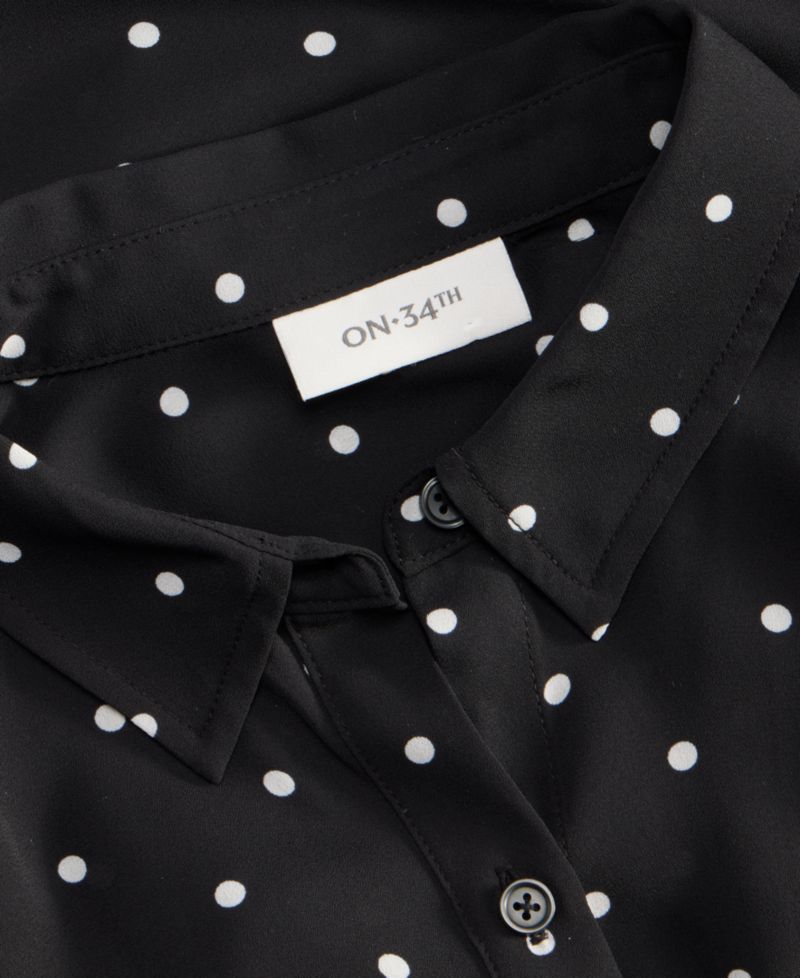 Women's Cropped Button-Down Crepe Shirt