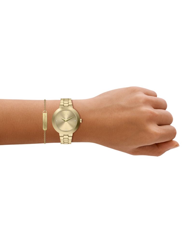 Armani Exchange Women's Quartz Two-Hand Gold Stainless Steel Watch, 36mm