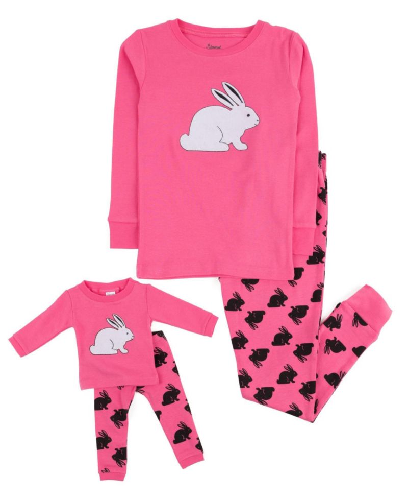 Toddler Girls Matching Doll Snug-Fit Cotton Long Sleeve All-Over Animal Print Pajamas
