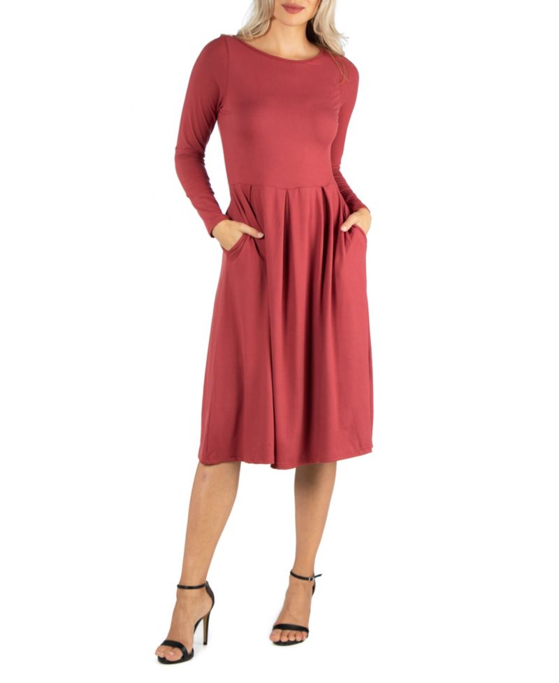 Women's Midi Length Fit and Flare Dress