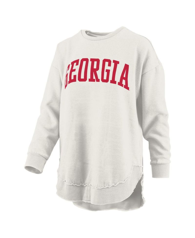 Women's Oatmeal Georgia Bulldogs Melange Poncho Vintage Fleece Long Sleeve Pullover Sweatshirt