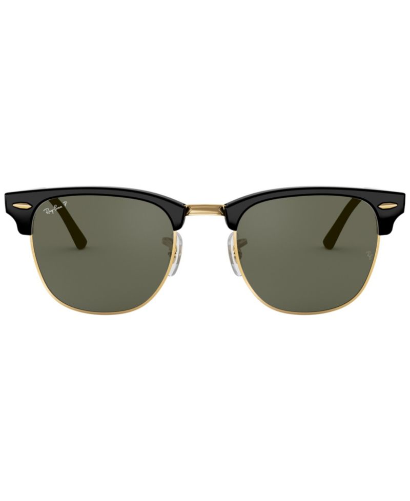 Unisex Polarized Low Bridge Fit Sunglasses, RB3016F CLUBMASTER CLASSIC 55