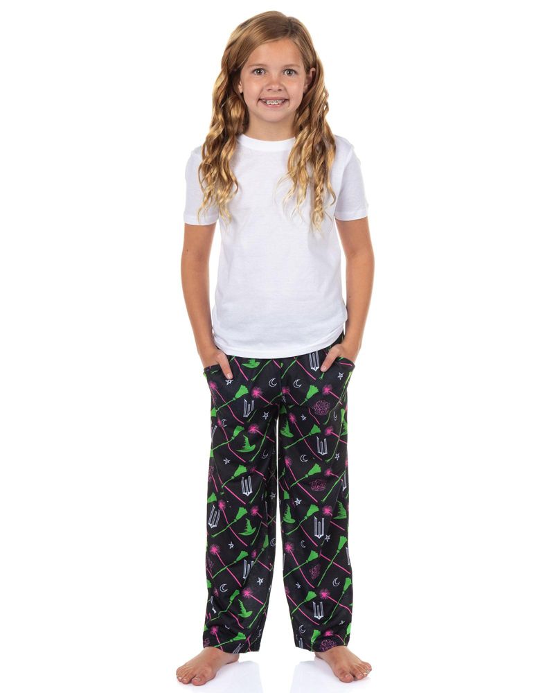 Girls' Kids Pajama Pants Elphaba and Glinda Broom Wand Charms Sleepwear Lounge Bottoms