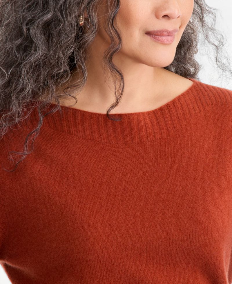 Plus Size 100% Cashmere Boat-Neck Sweater