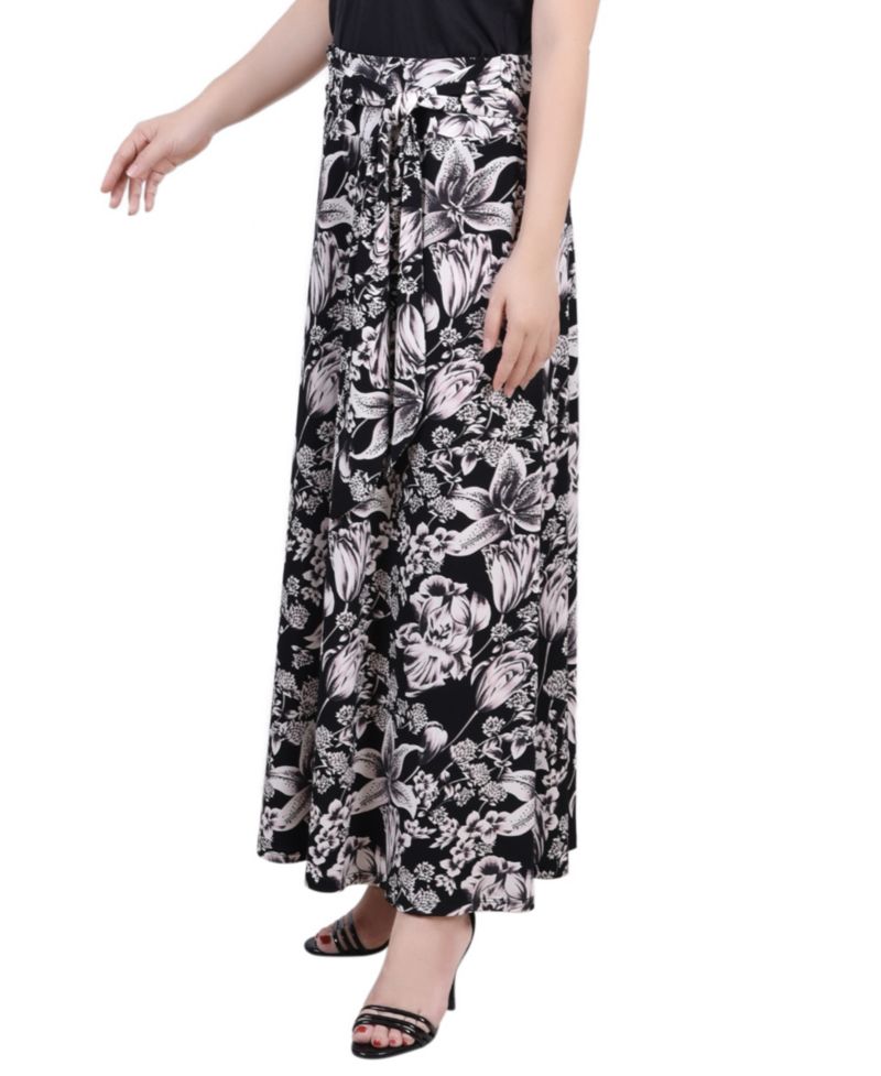 Petite Printed Maxi Skirt with Sash Waist Tie