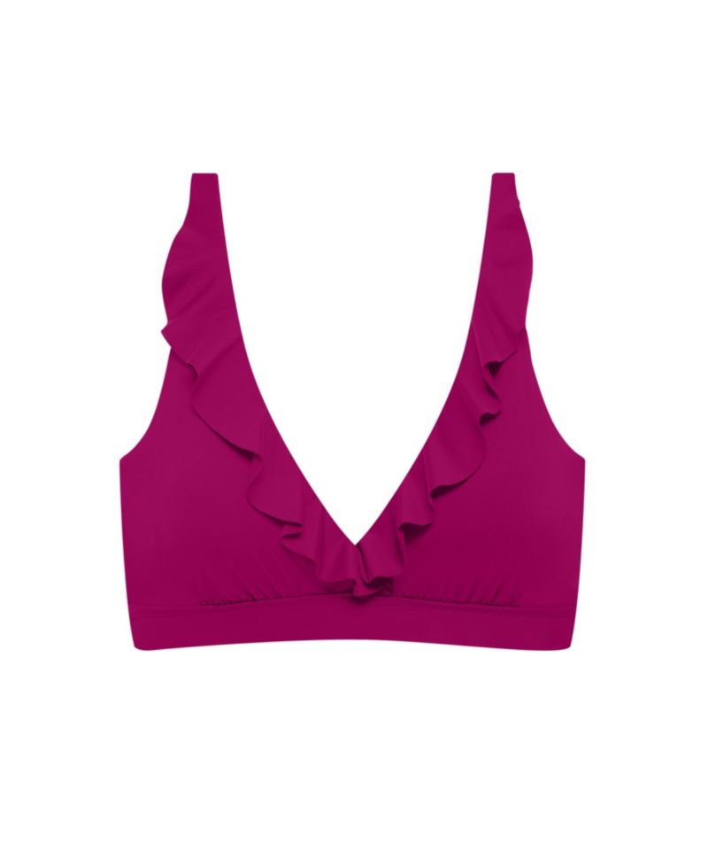 Women's Plumeria Ruffle Underwire Bralette Swimsuit Top