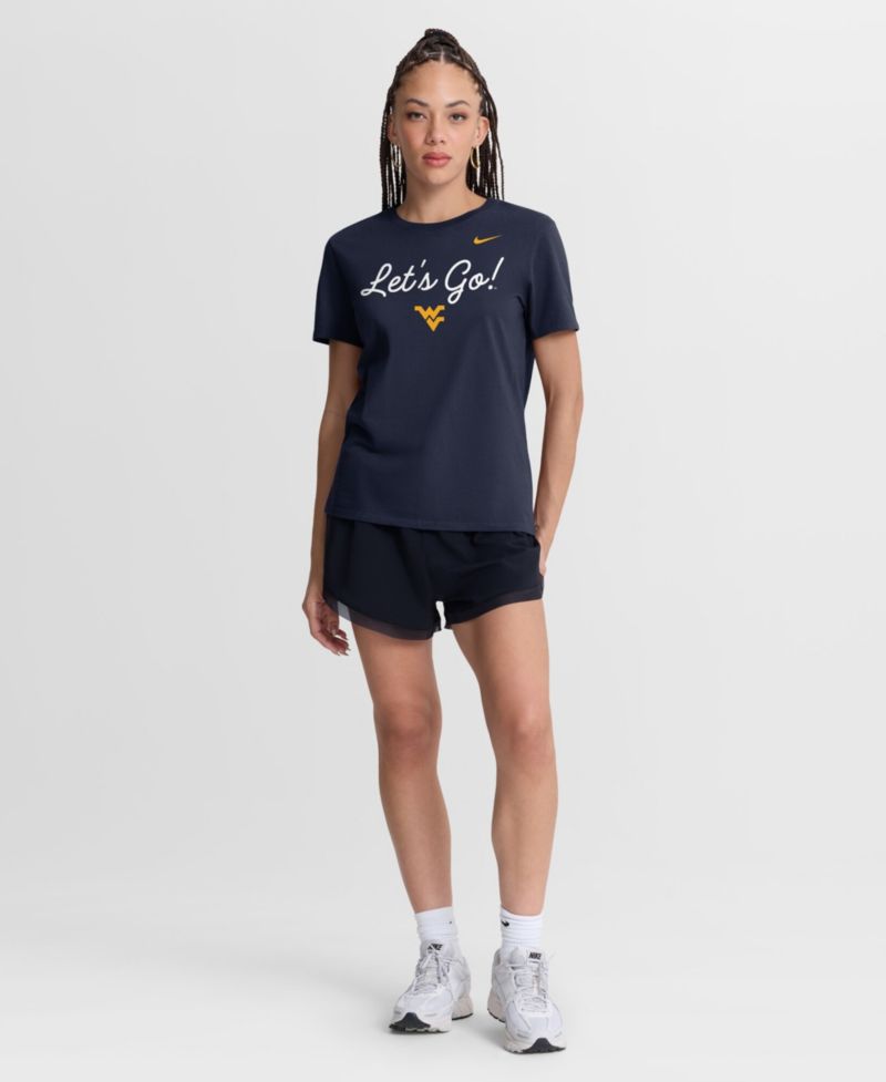 Women's Navy West Virginia Mountaineers Script Mantra Logo T-Shirt