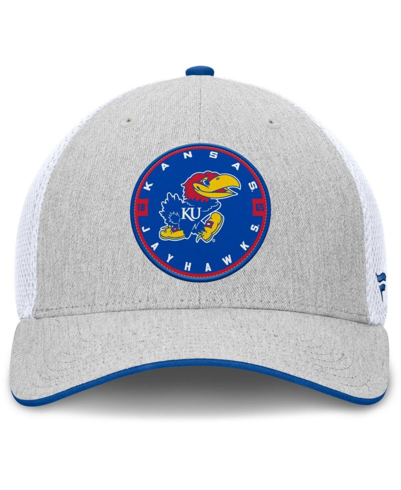Men's Heather Gray/White Kansas Jayhawks Trigger Flex Hat