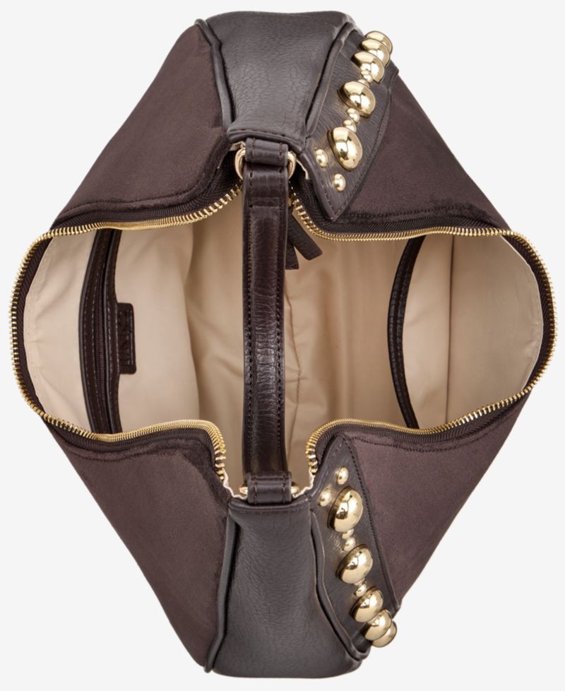 Kyel Faux Suede Studded Hobo Bag