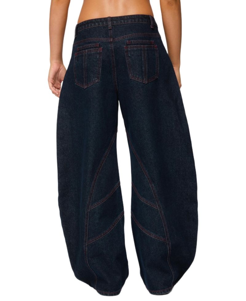 Women's Double Pocket Low Rise Barrel Leg Jeans