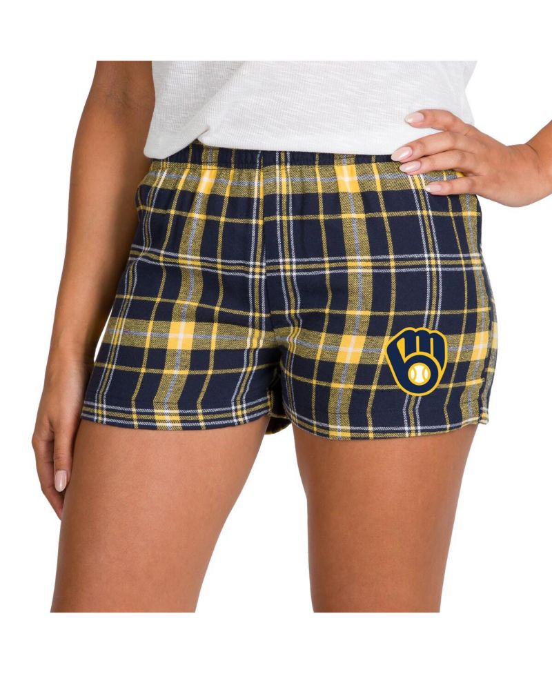 Women's Navy/Gold Milwaukee Brewers Ultimate Flannel Shorts